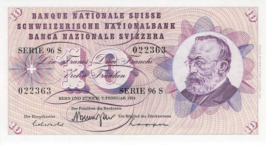 Schweiz 10 Franken 1974